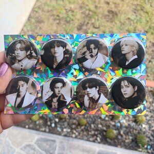 Ateez Golden Hour Part 4 Badge Button Set of 8 1.25 Inch Metal Buttons